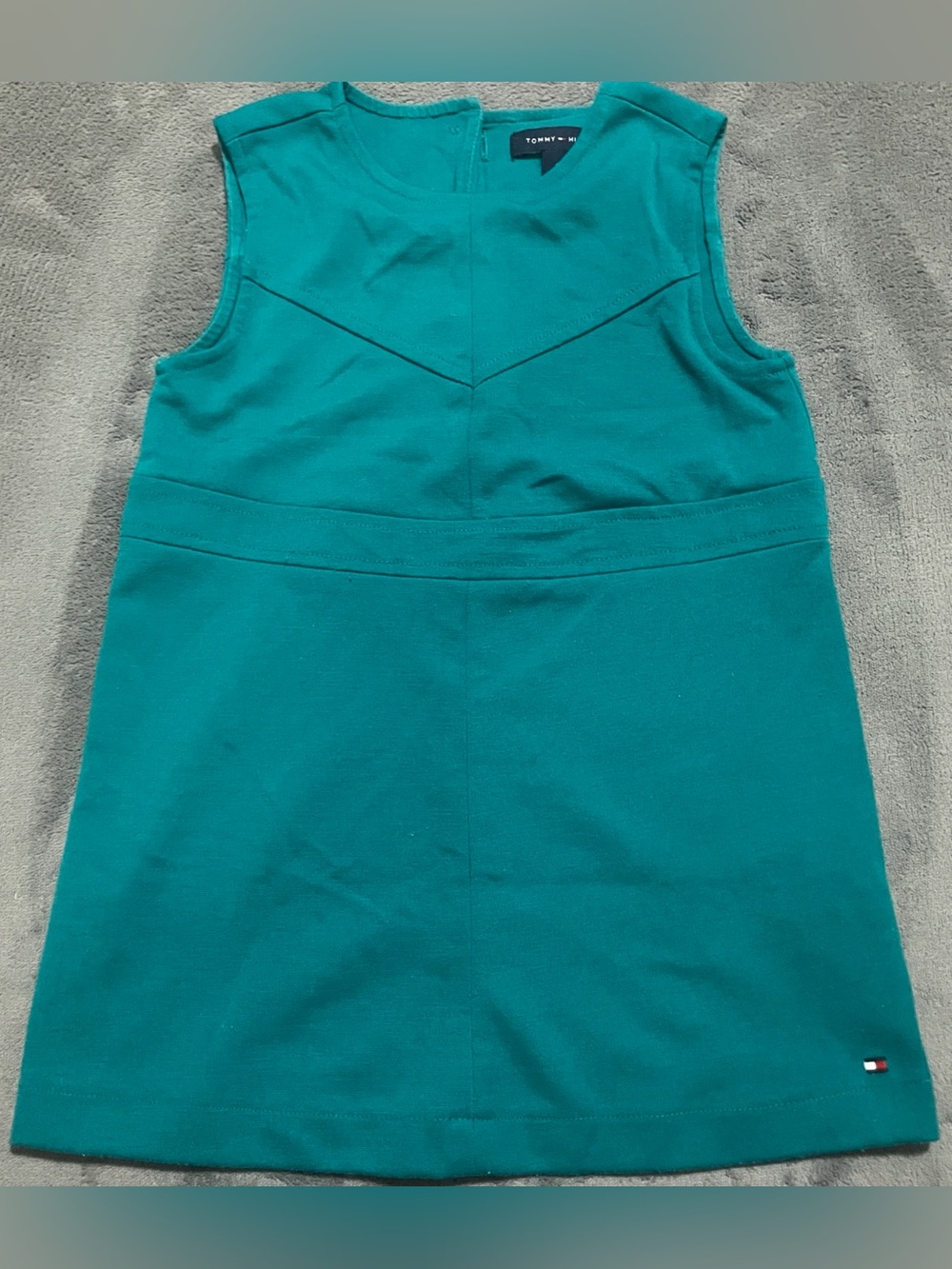 Tommy Hilfiger Teal Sleeveless Dress with Chevron Detail – Girls 3T – EUC